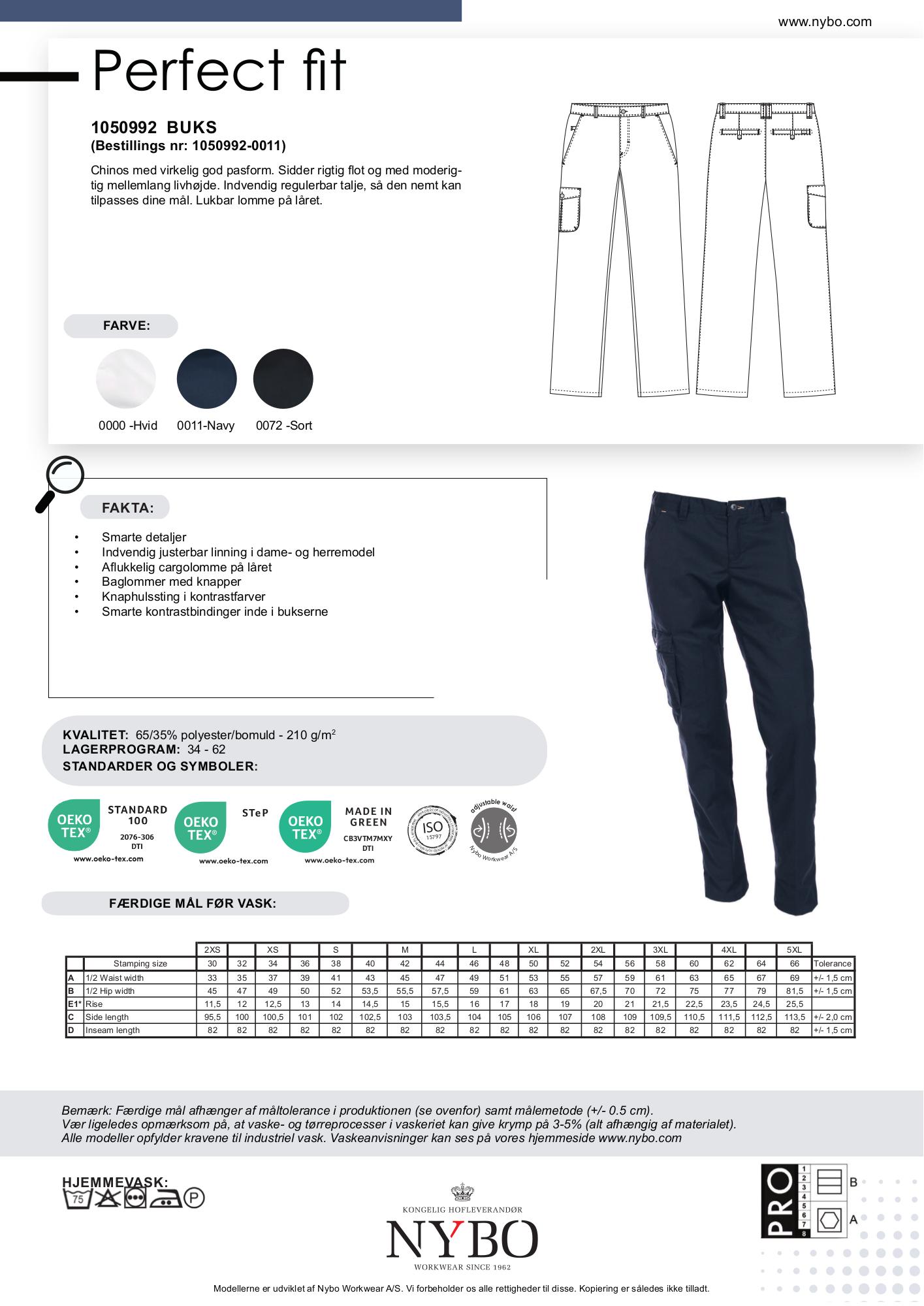 Nybo Navy Dam Perfect Fit Chino, Välpassande, Inbyggd justerbar midja, Slitstark