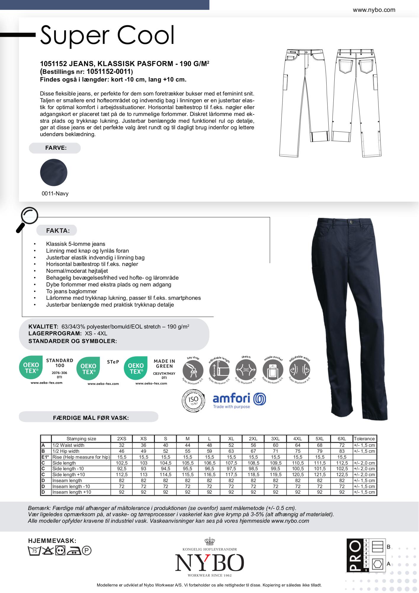 Nybo Navy Dam Super Cool Jeans, Klassisk passform, 190 g/m²