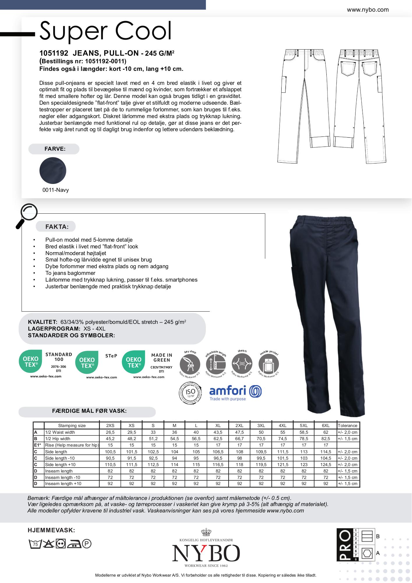 Nybo Navy Unisex Super Cool Jeans, Pull-on, Stretch, Slitstark