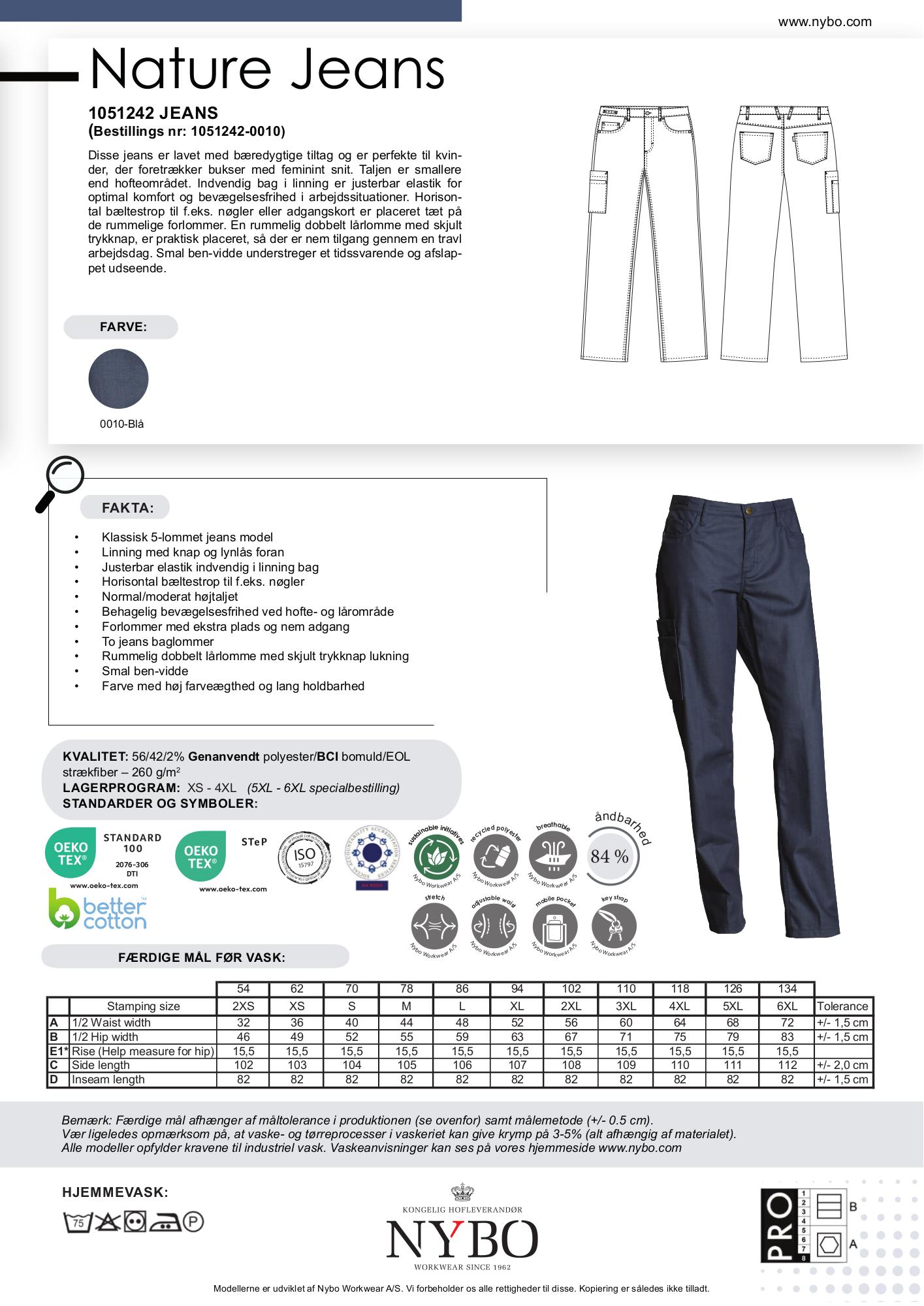 Nybo Blå Dam Nature Jeans, Justerbar Resår, Smal Benvidd
