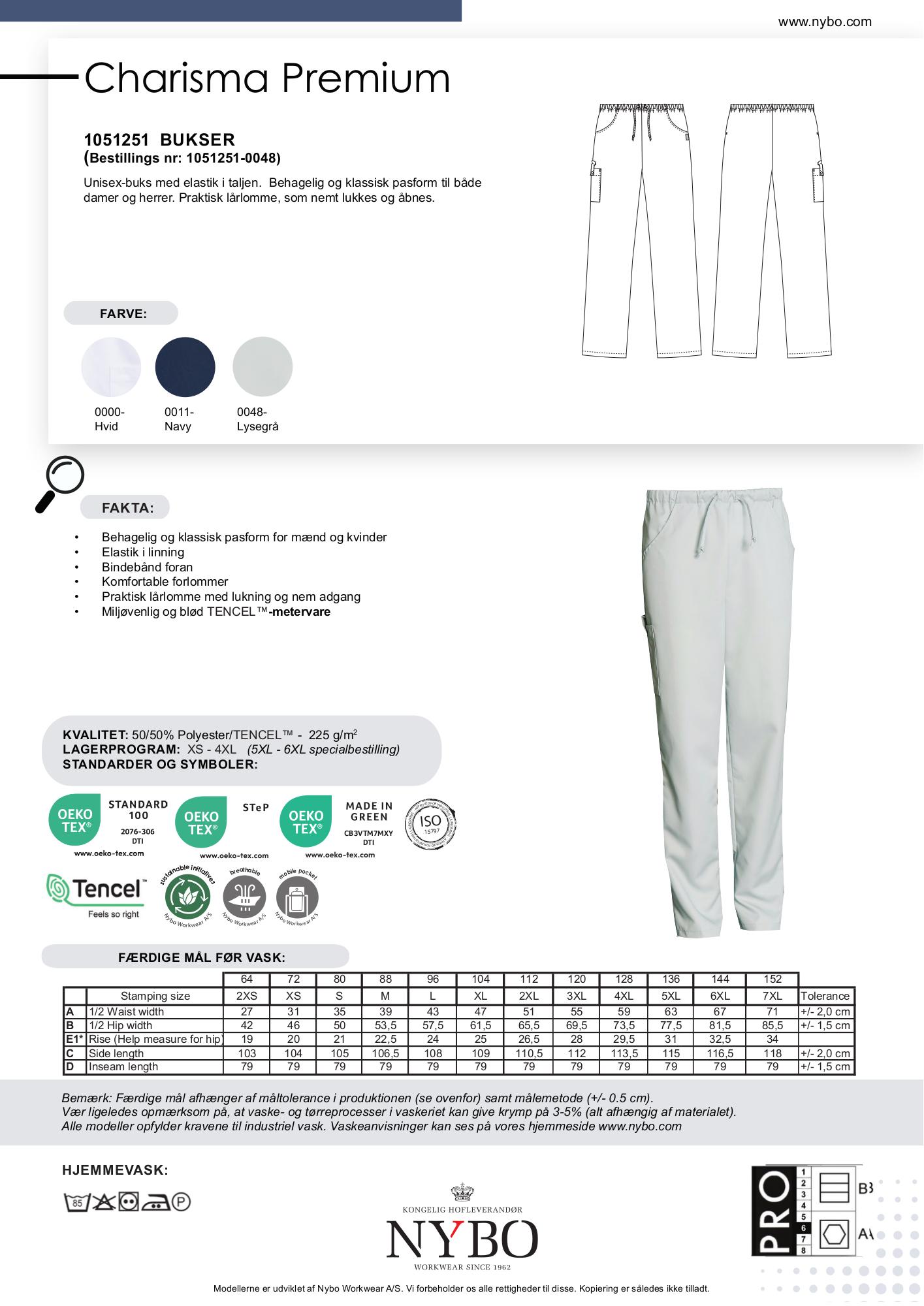 Nybo Pale Grey Unisex Charisma Bukser, resår i midjan, komfort, slitstark TENCEL®