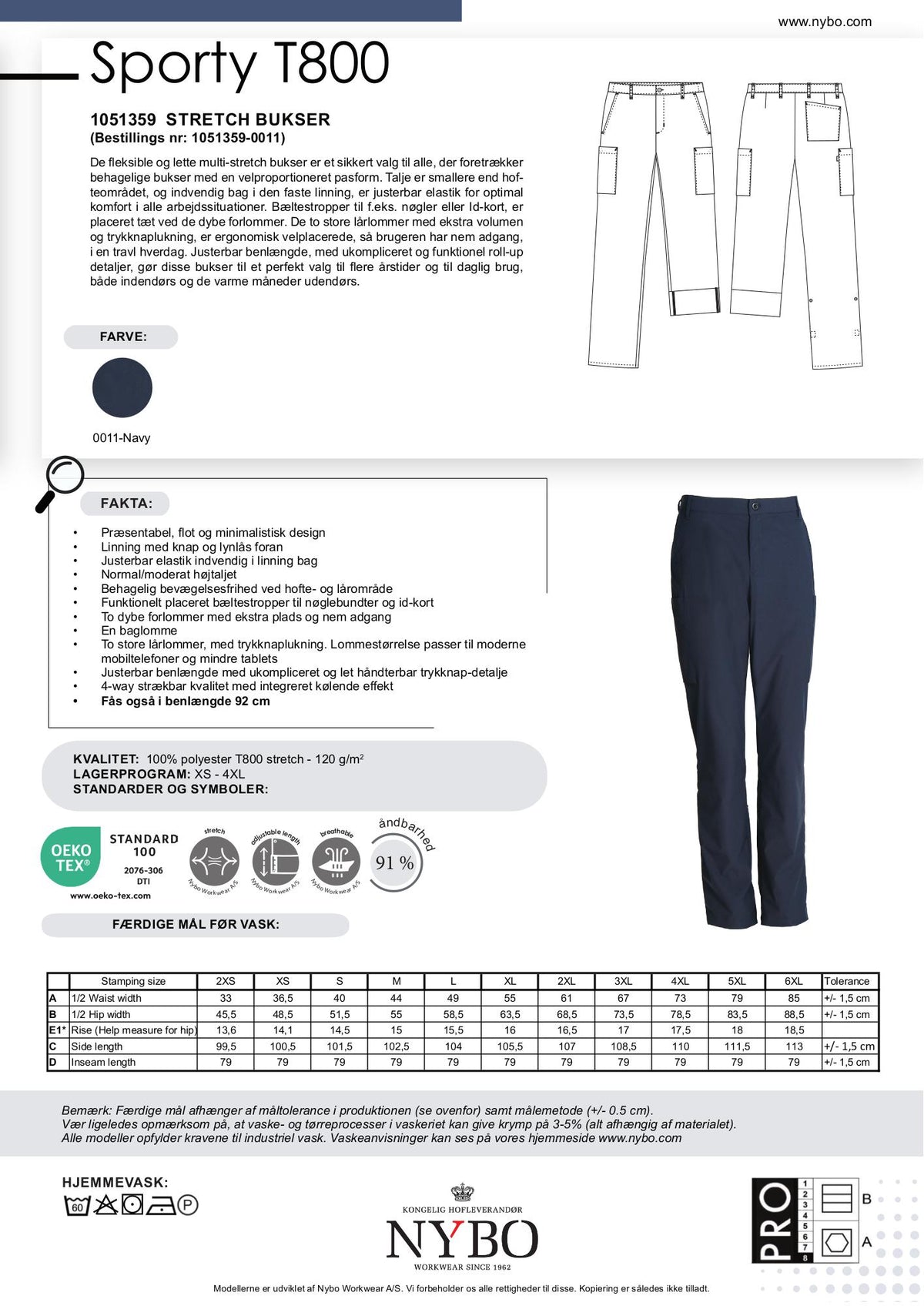 Nybo Navy Dam Sporty T800 Byxor, Stretch