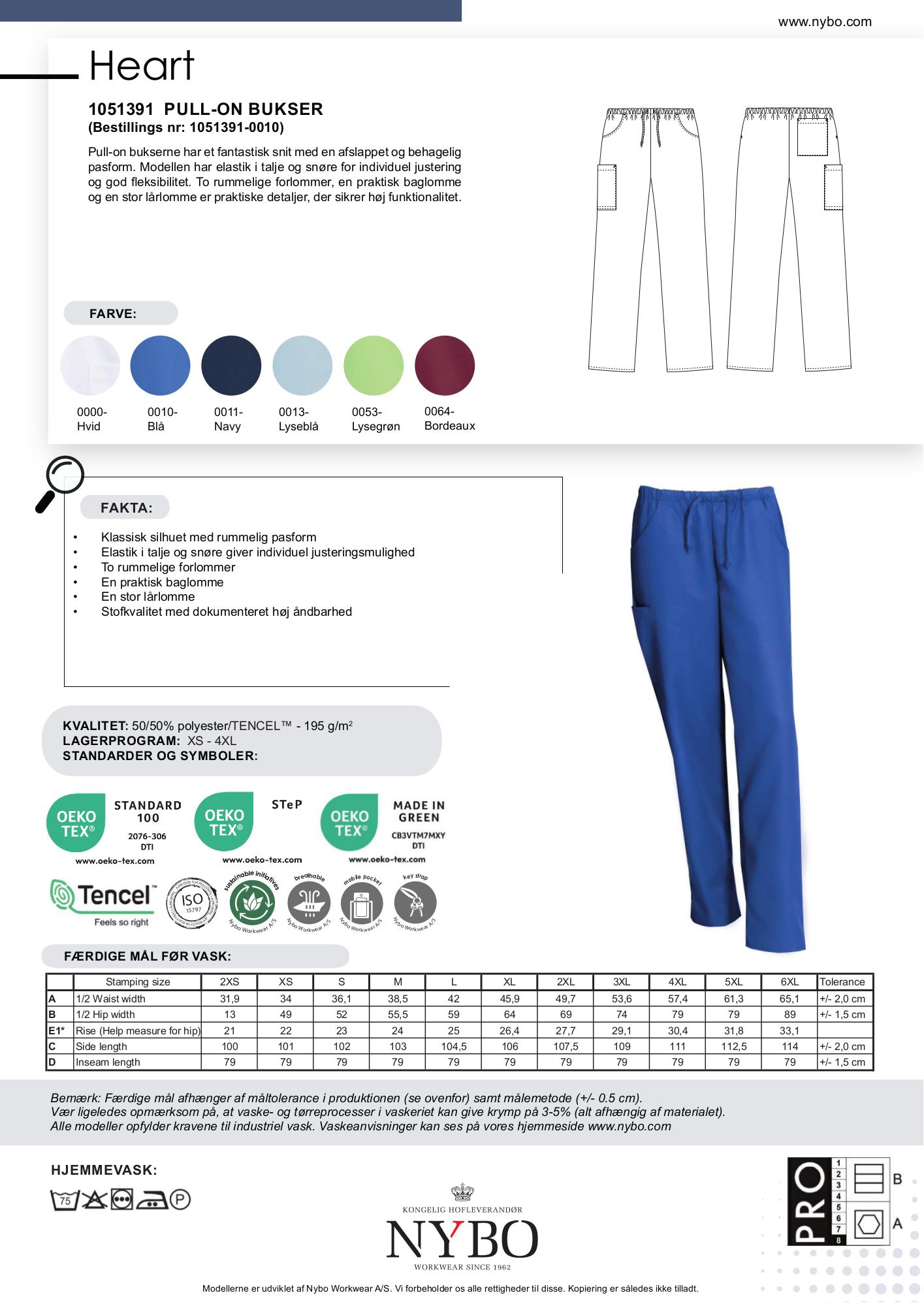 Nybo Blå Unisex Heart Pull-on-byxor, andningsbara med resår i midjan