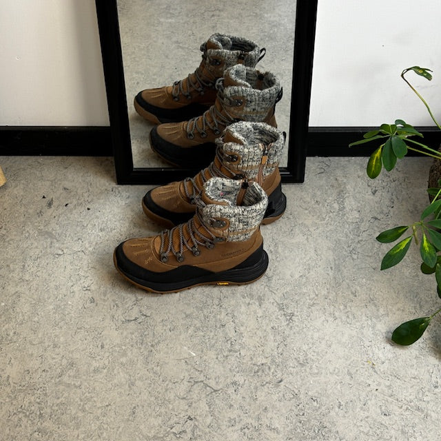 Brun vattentät fodrad Merrell vandringskänga