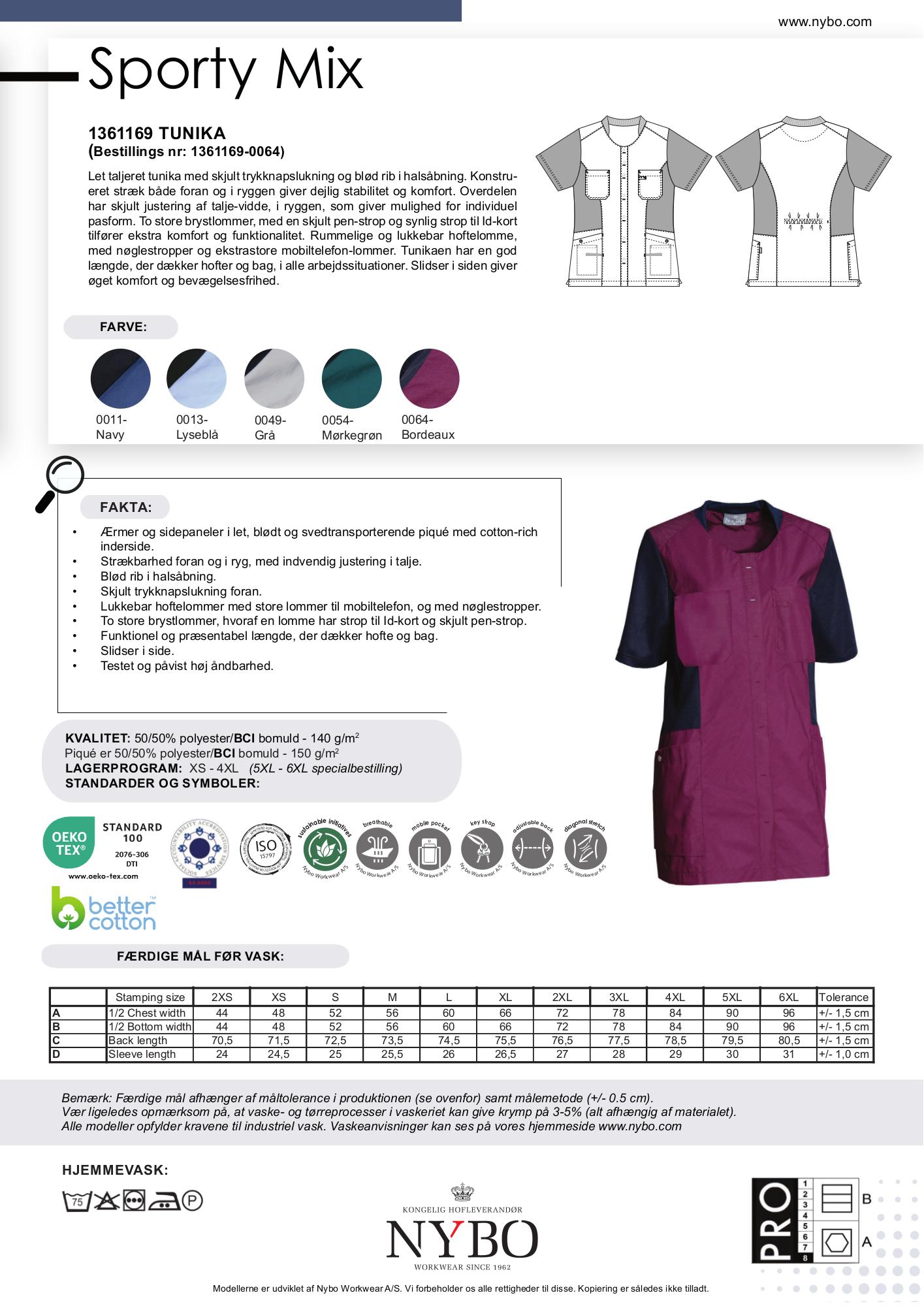 Nybo Bordeaux Dametunika, Sporty Mix, Andningsbar, Stretch, Komfort