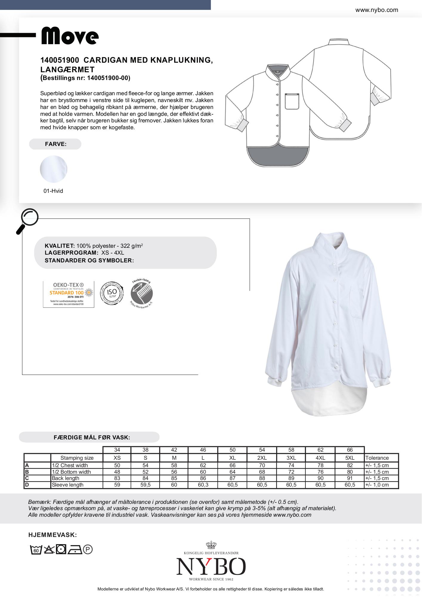 Nybo Vit Unisex Move Cardigan – Långärmad med Supermjukt Fleecefoder