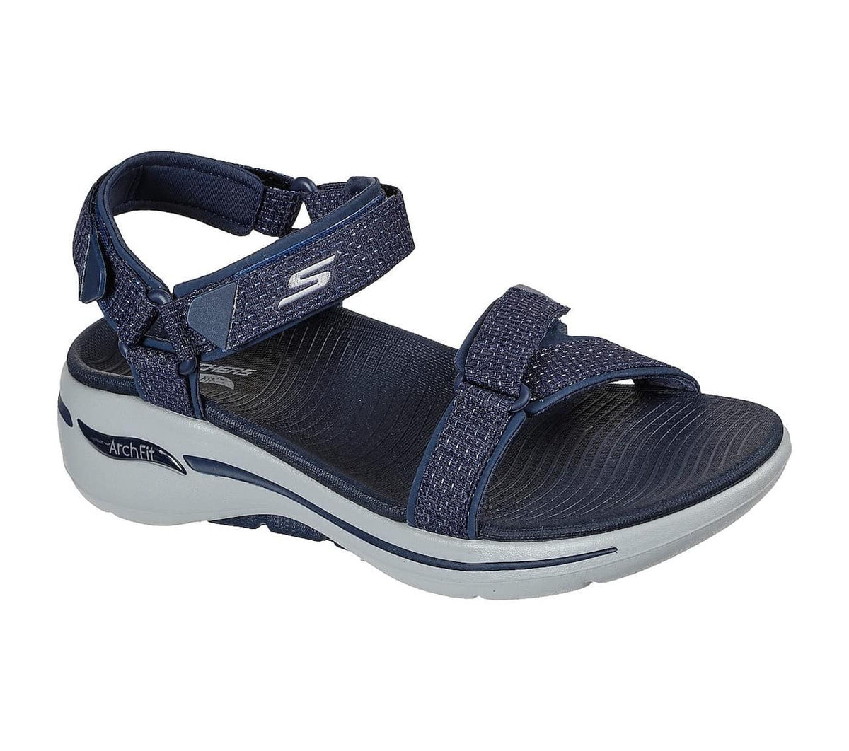 Mörkblå sandal med Arch Fit från Skechers
