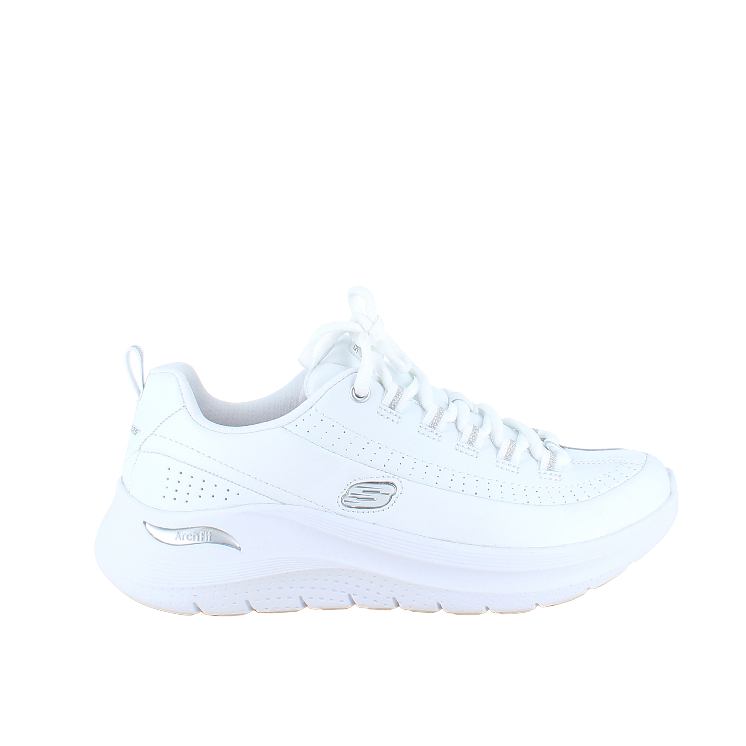 Vita Skechers med slät läderovandel