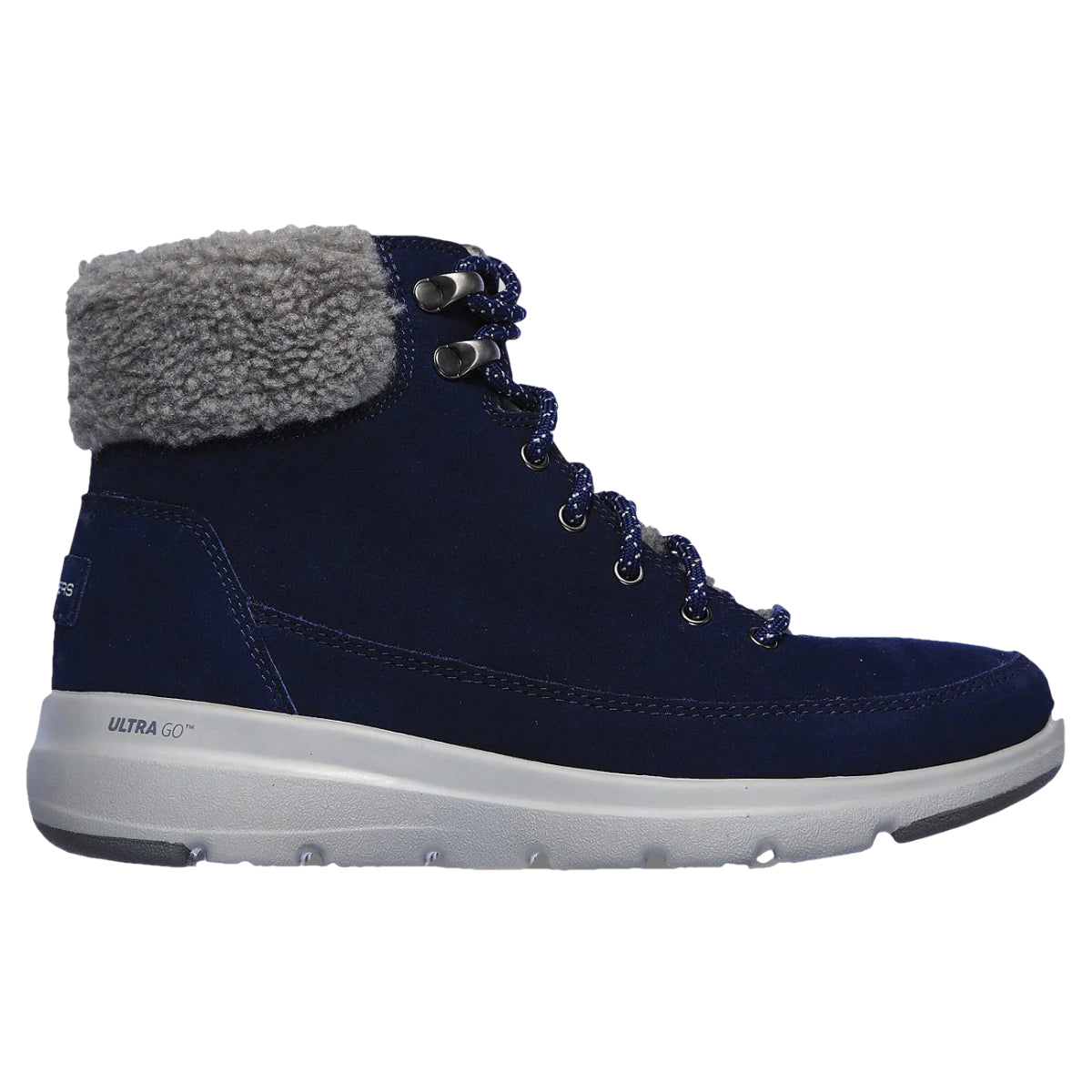 Mörkblå damankelstövel med dragkedja från Skechers