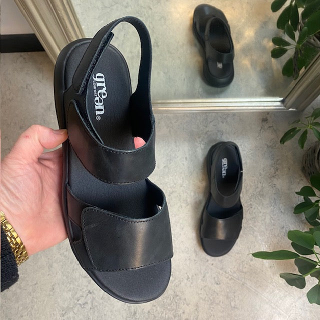 Svart lädersandal från Green Comfort