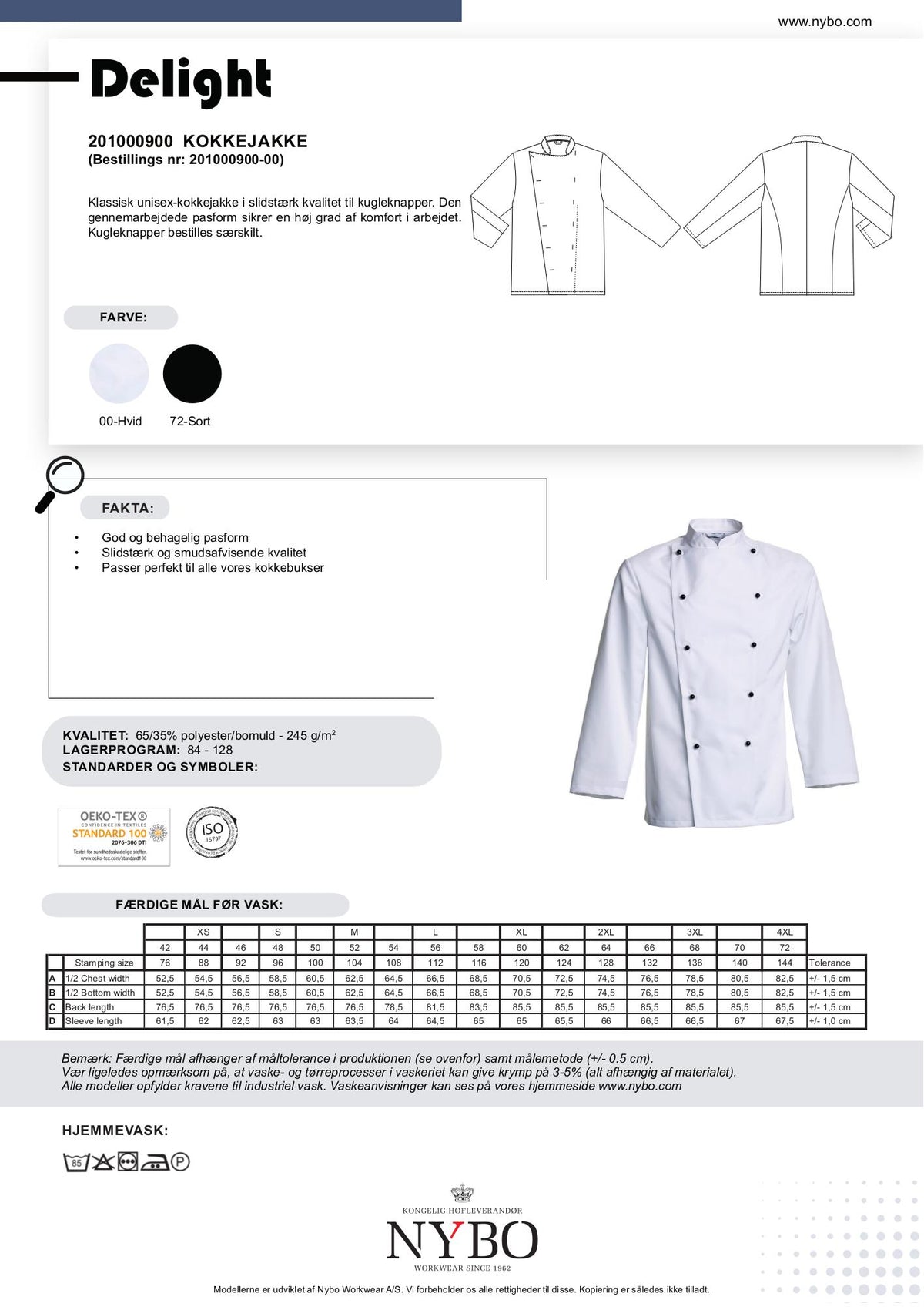 Nybo Delight unisex kockjacka i vitt – klassisk passform