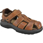 Brun herrsandal i skinn och mesh med kardborre