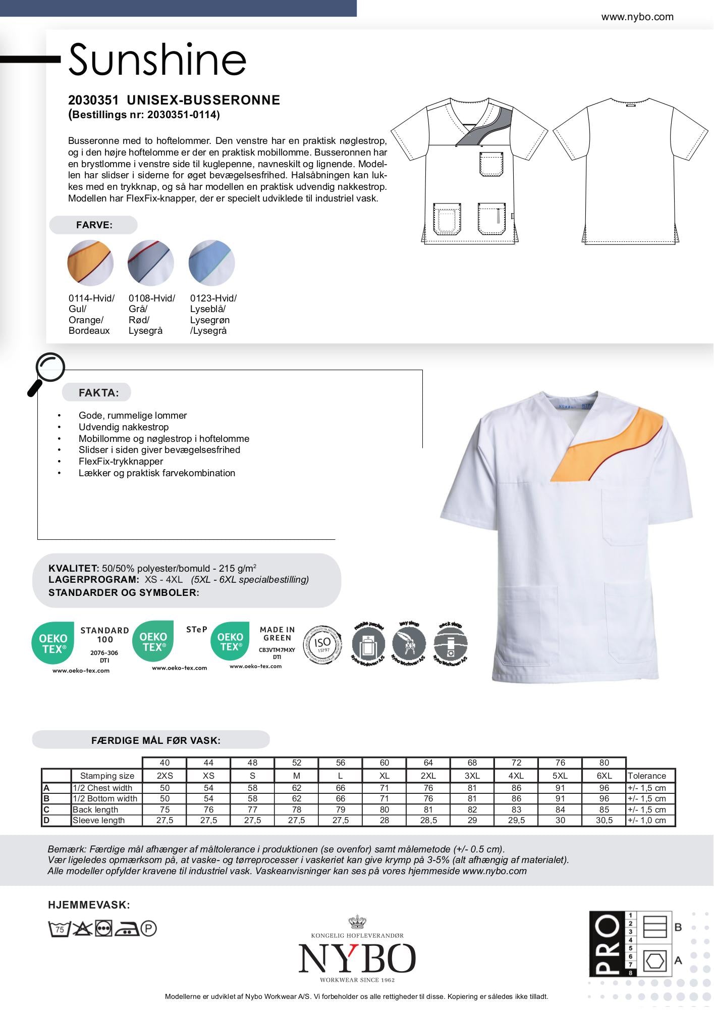 Nybo Vit/Gul Unisex Sunshine Busseronne, slitsar och Flex Fix-knappar