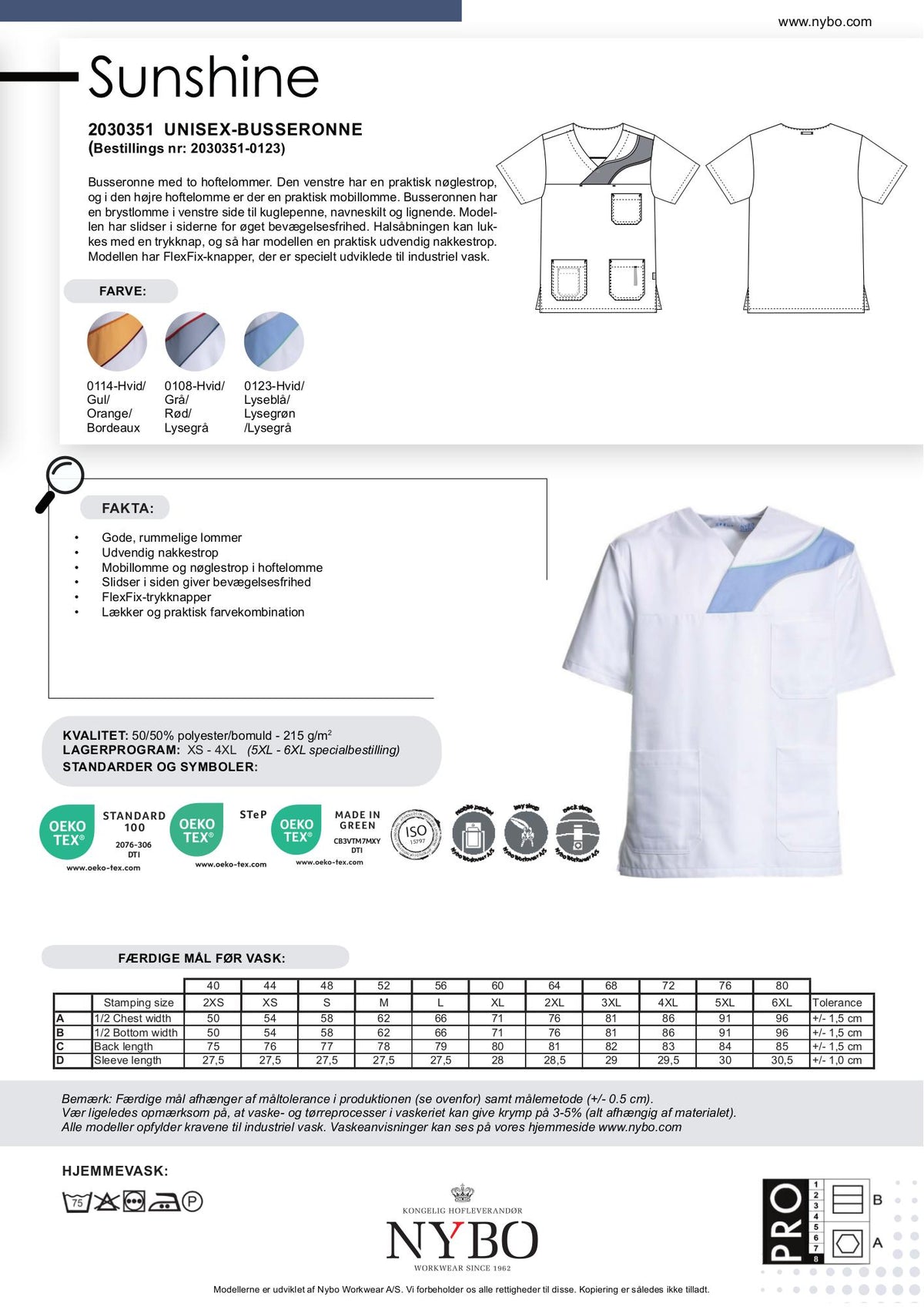Nybo Vit/Ljusblå Unisex Comfortec Satin Busarong