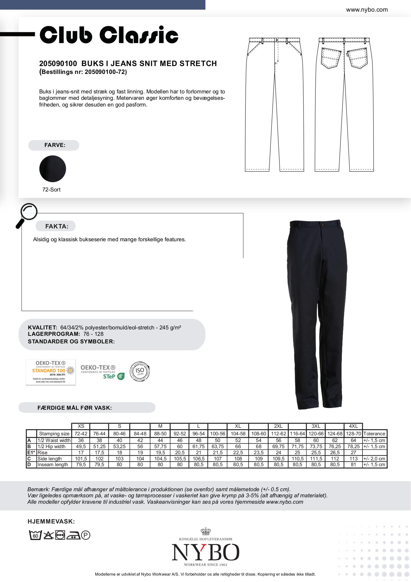 Nybo Svarta Herrbyxor Club-Classic — Jeans-snitt, Stretch, Komfort