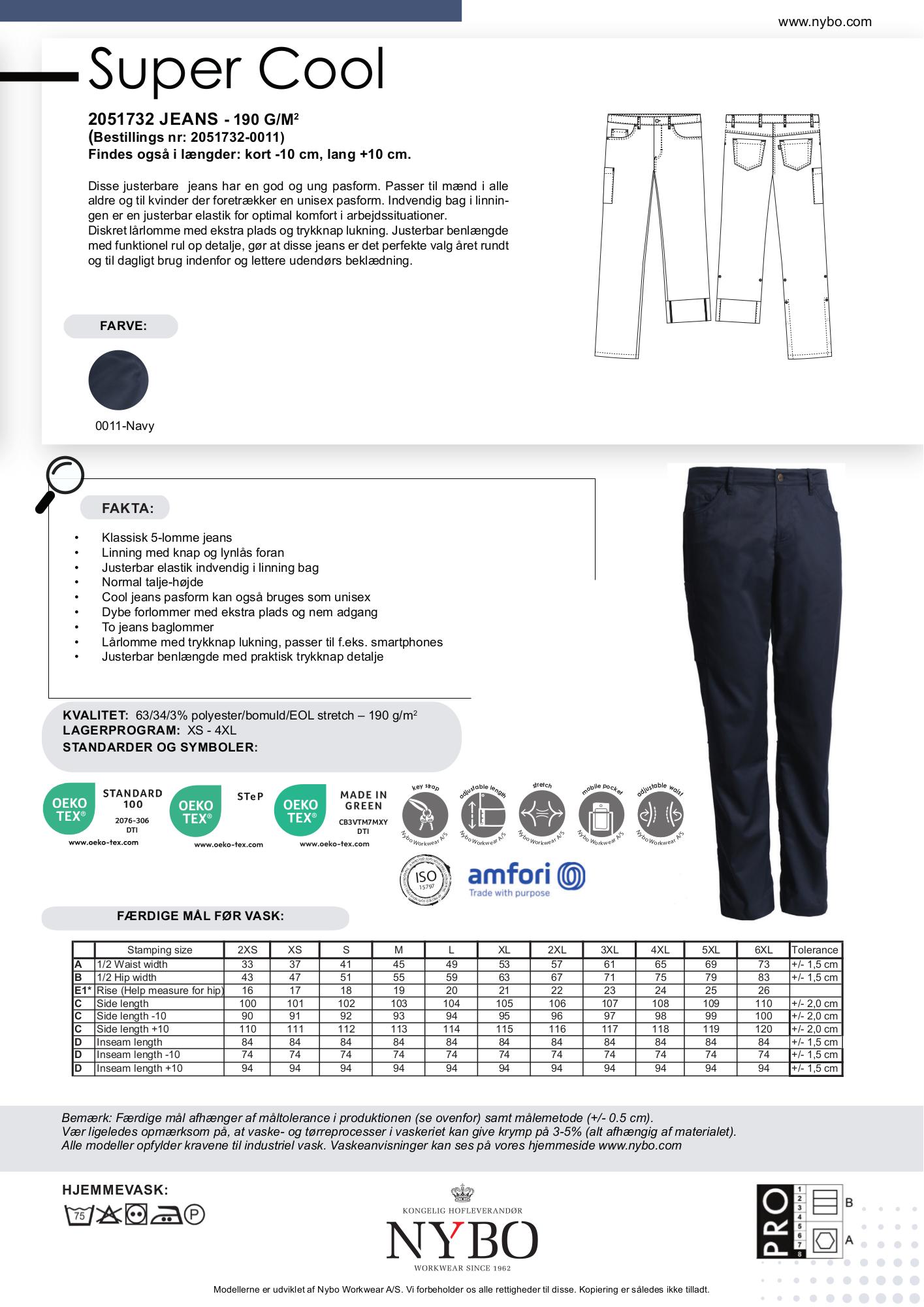 Nybo Navy Unisex Super Cool Jeans — Justerbar resår, stretch, 190 g/m²
