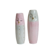 Pastellfärgade kloka ugglor, porslinsfigurer 17 cm