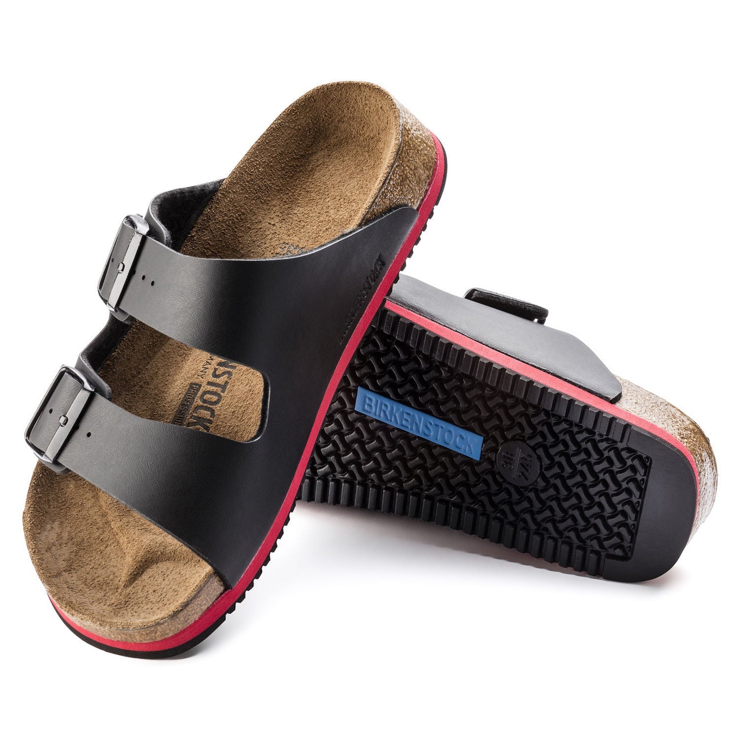 Svart Arizona-sandal från Birkenstock med halksäkra sulor
