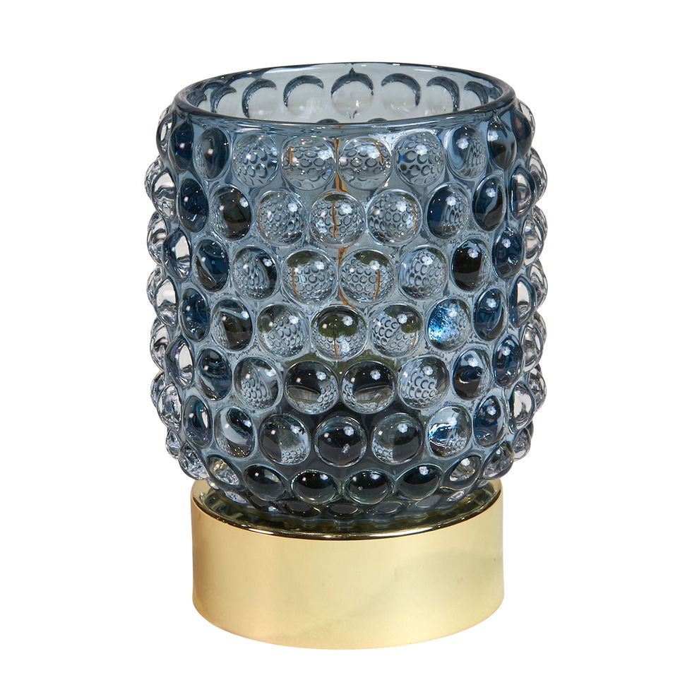 LED-lampa med bubblor – kompakt och stilren i blått glas
