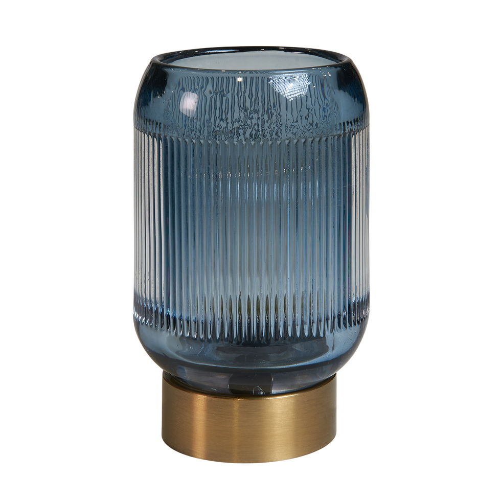 LED-lampa med räfflor – Elegant design i blått glas