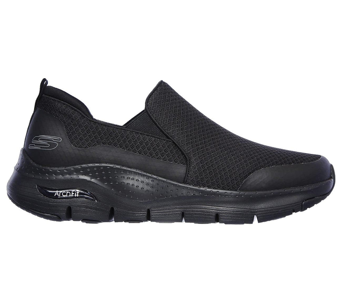 Svarta breda herrtofflor från Skechers
