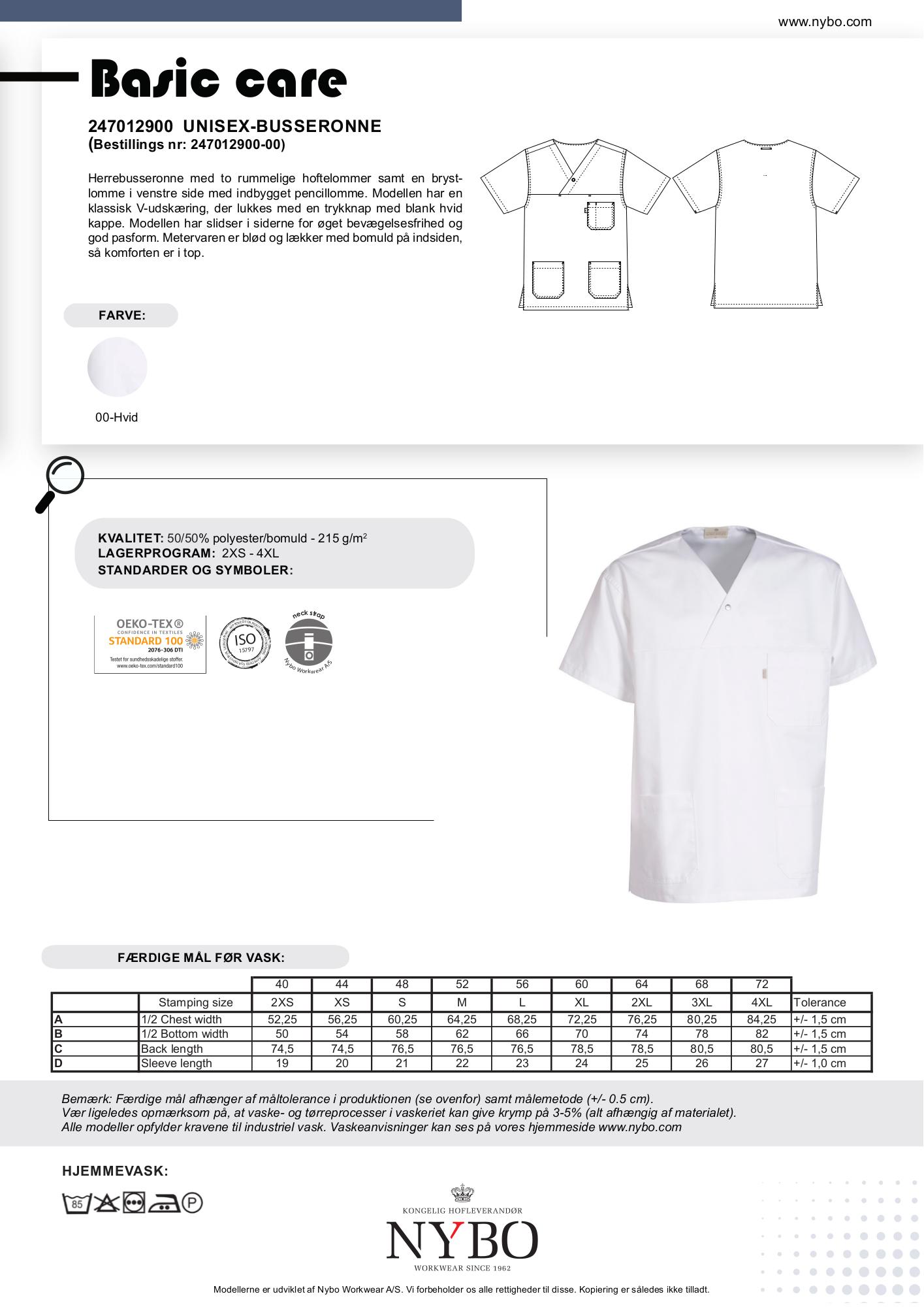Unisex tunika med klassisk V-ringning
