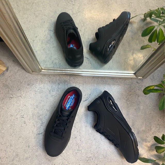 Svarta halkfria arbetsskor från Skechers med ESD