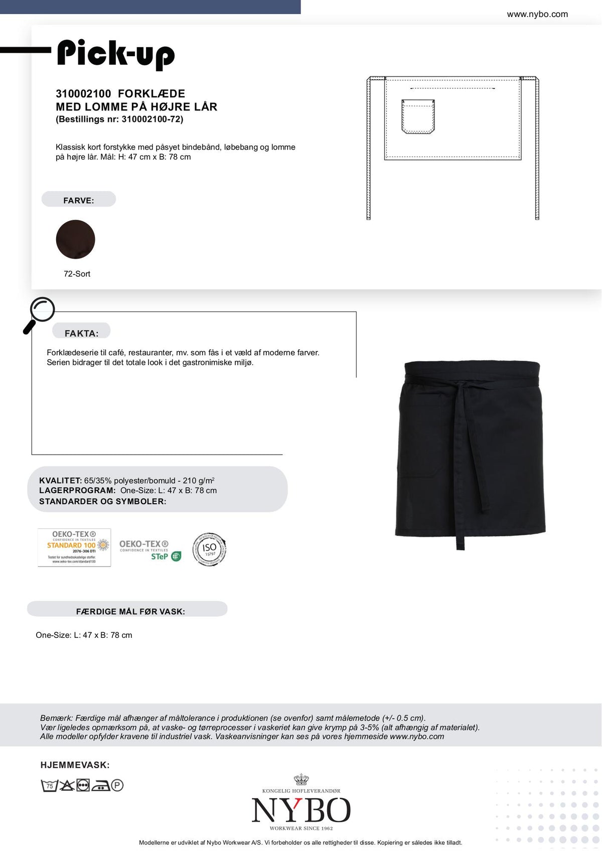 Nybo svart unisex pick-up-förkläde med ficka