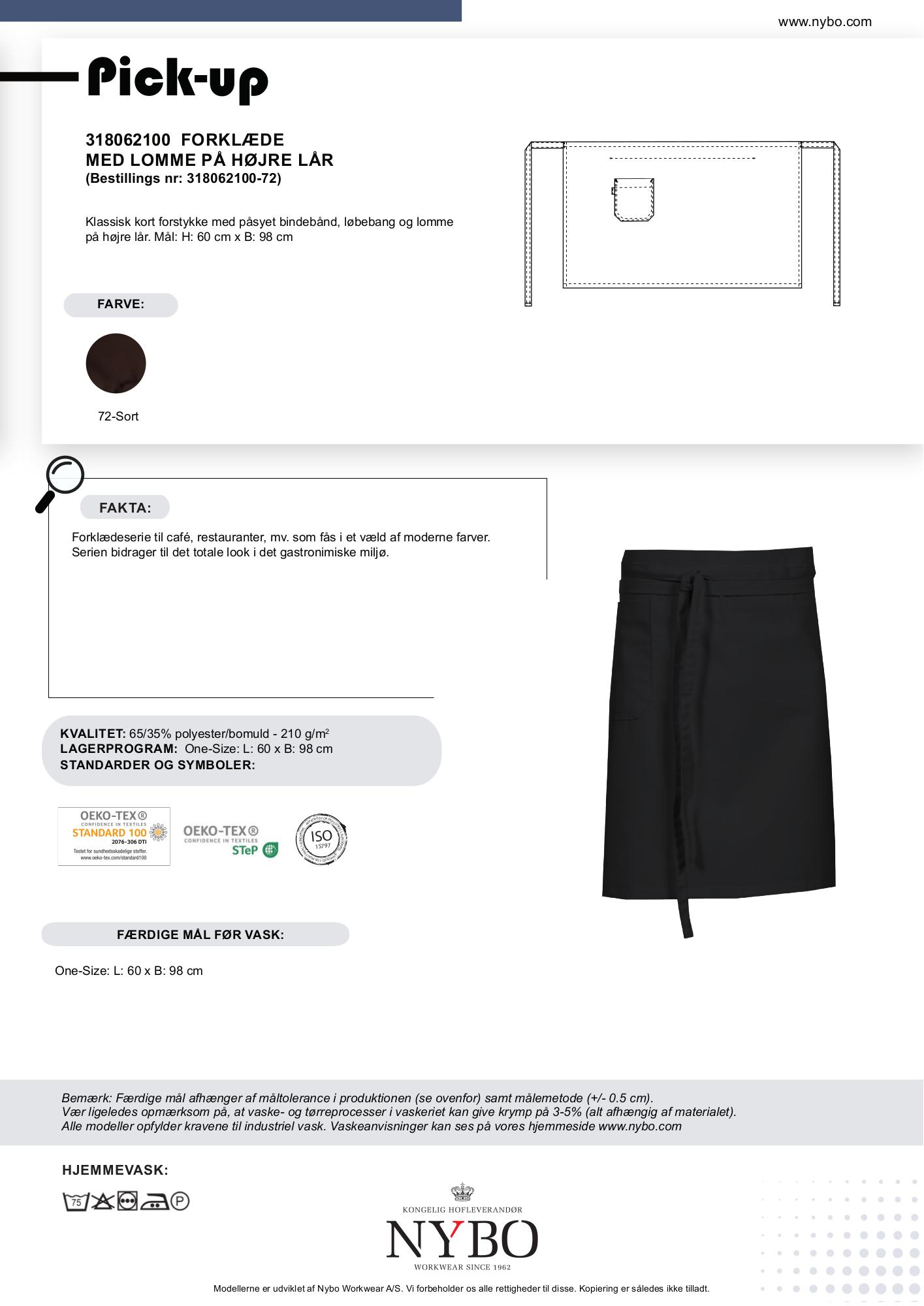 Nybo Svart Unisex Pick-Up-förkläde med ficka och framstycke