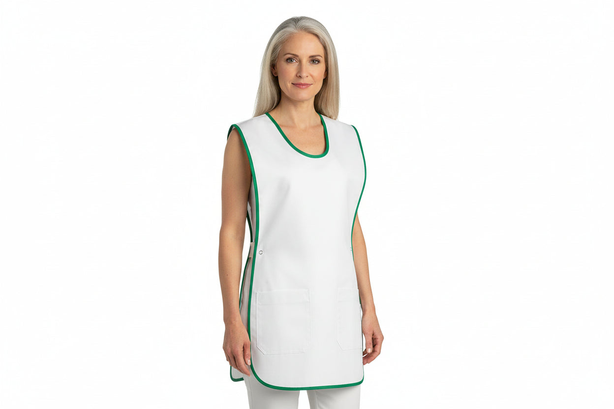 Nybo Vit/Grön Unisex Dolly Förkläde, Sandwichstil, Justerbart