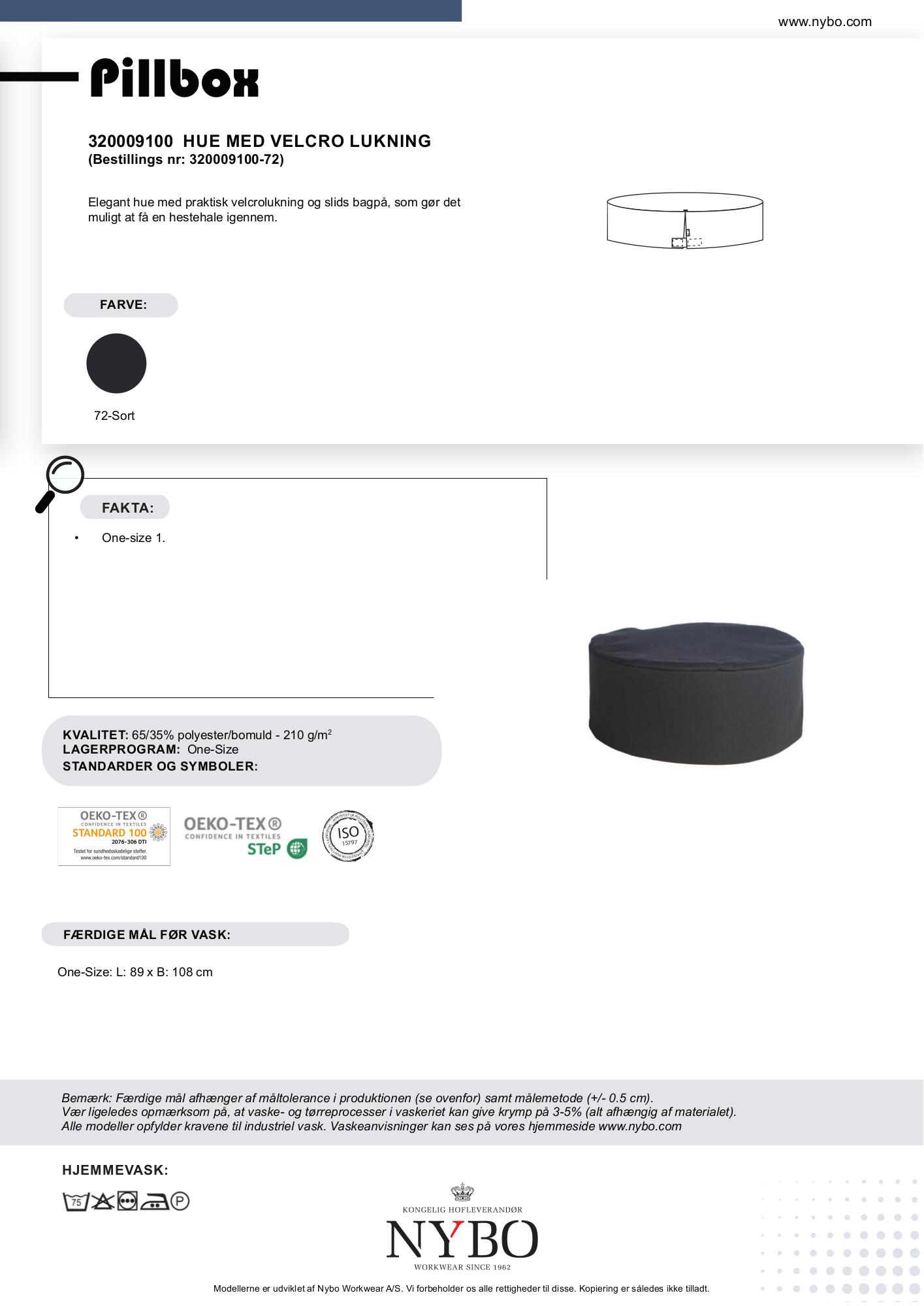 Nybo svart unisexmössa med kardborreknäppning, one-size
