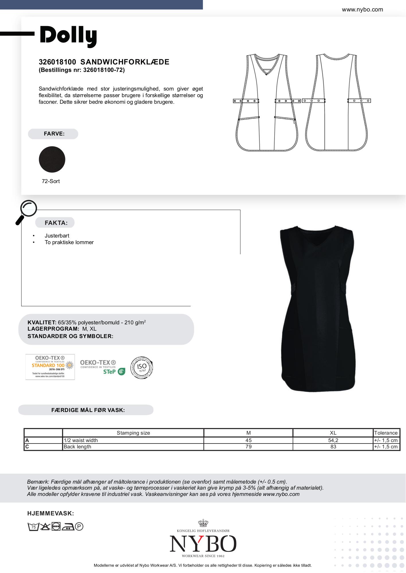 Nybo Svart Unisex Dolly-förkläde, Sandwich, Justerbart, Flexibelt