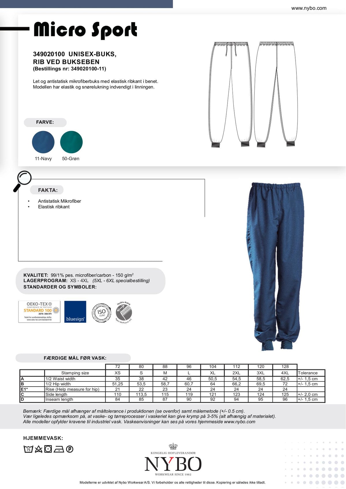 Nybo Marinblå Unisex Micro Sportbyxor