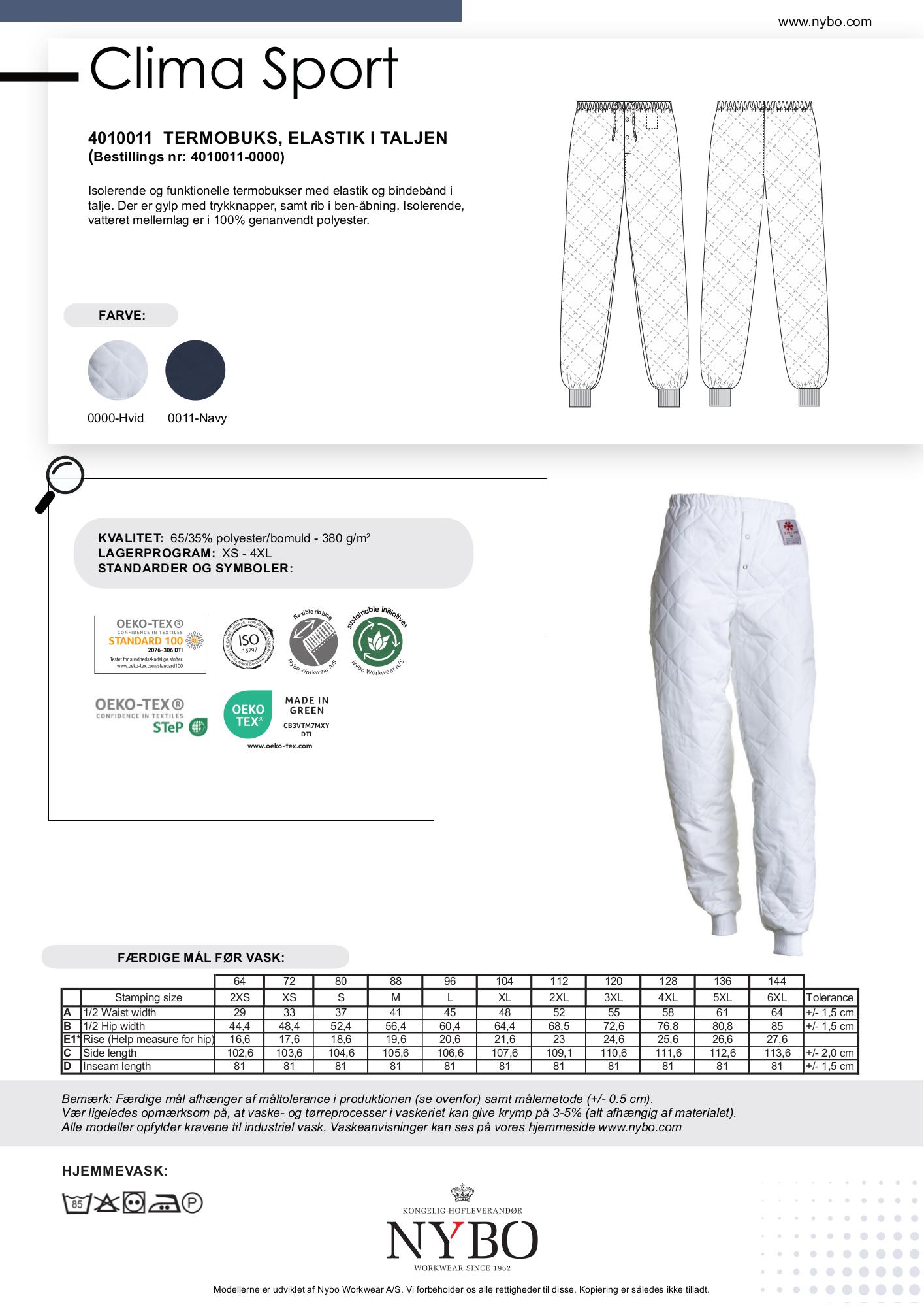 Nybo Vita Unisex Clima Sport Termobyxor med Elastisk Midja