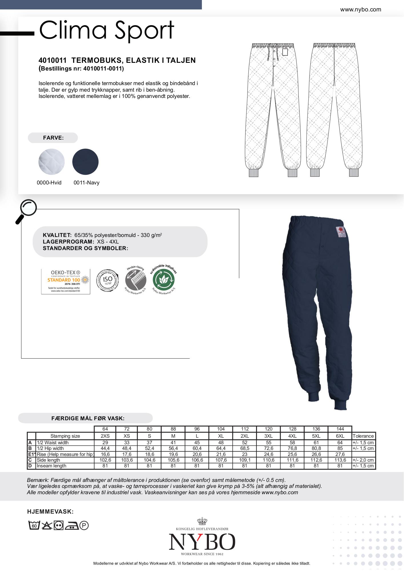Nybo Navy Unisex Clima Sport termobyxor, resår i midjan
