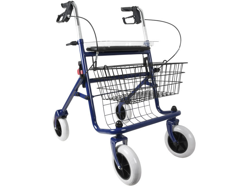Blå hopfällbar rollator