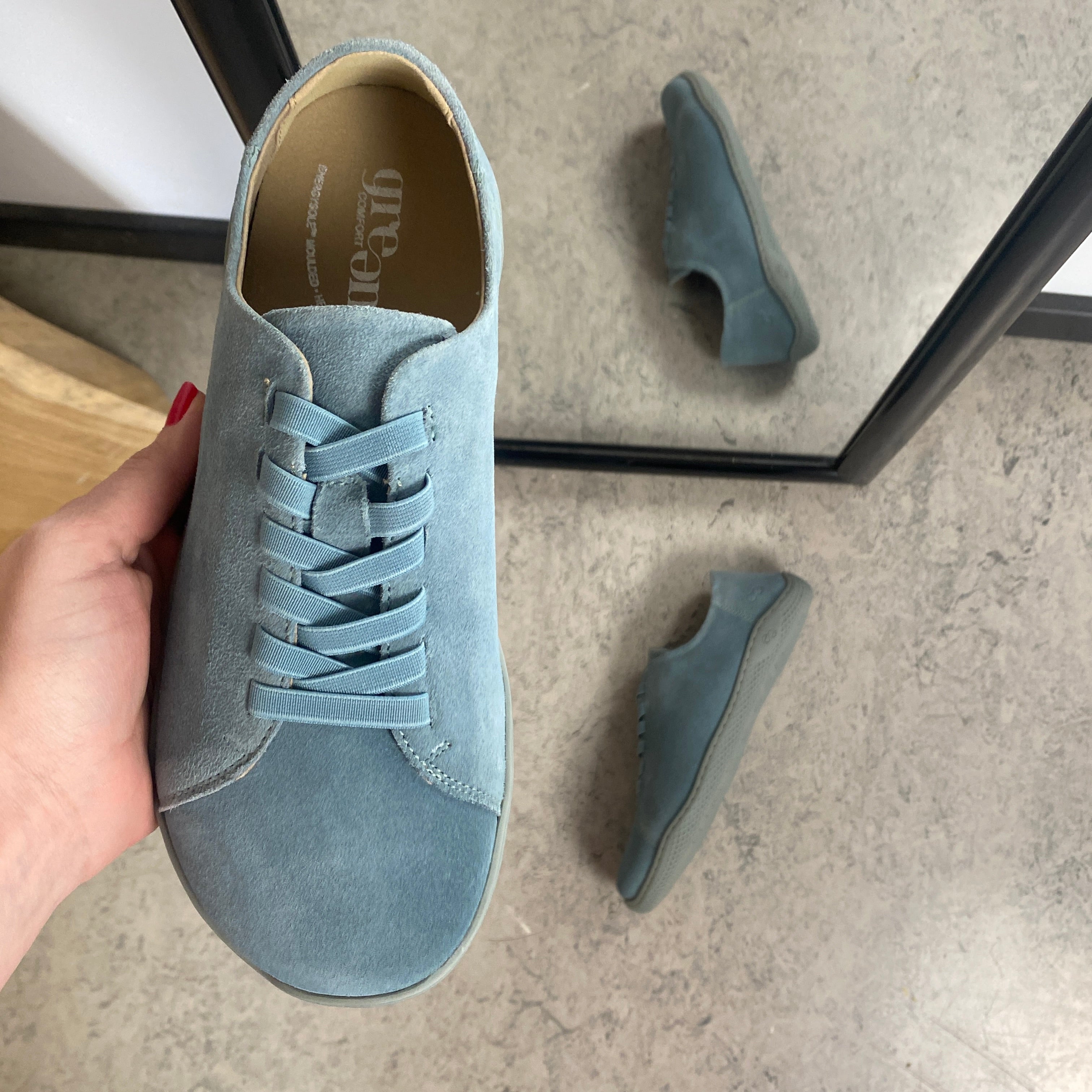 Green Comfort Leeds Lisa barfotasko i blå – flexibel komfort & naturlig rörelse