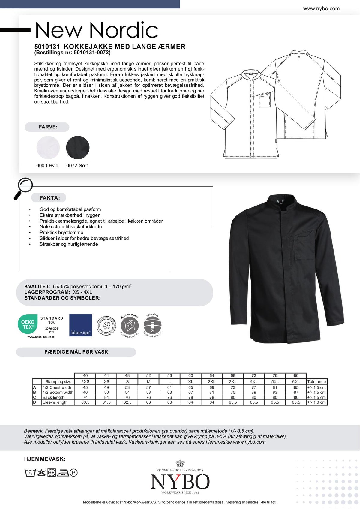Nybo Vit Unisex New Nordic Kockjacka, Långärmad