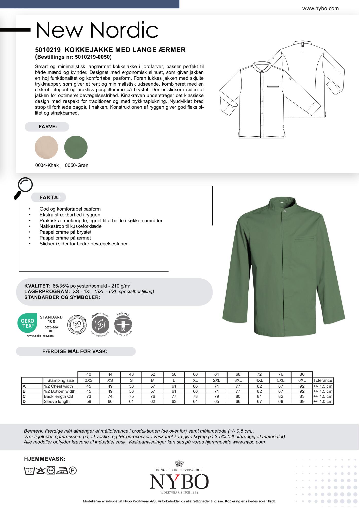 Nybo Grön Unisex New Nordic Kockjacka — Långärmad, Komfort och Flexibilitet