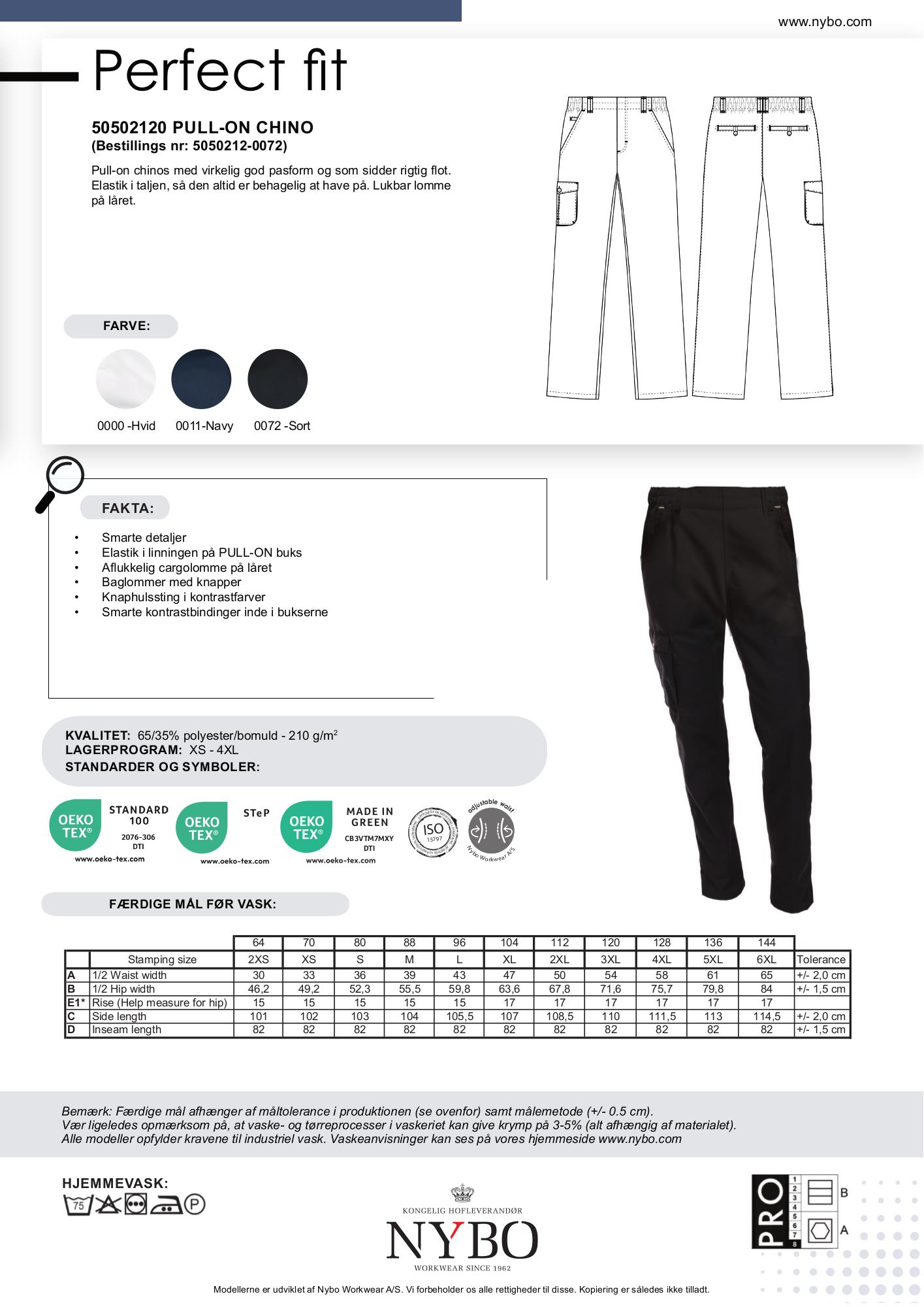 Nybo Svart Unisex Perfect Fit Pull-On Chinos — resår och komfort