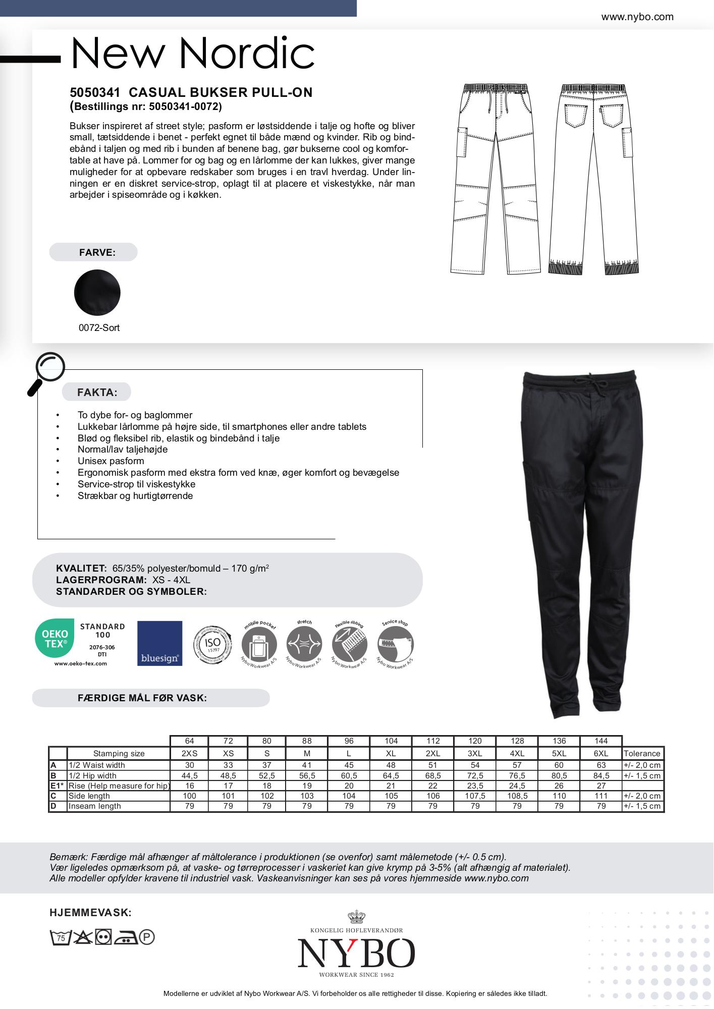 Nybo Svarta Unisex New Nordic-byxor — Pull-on, Stretch, Snabbtorkande
