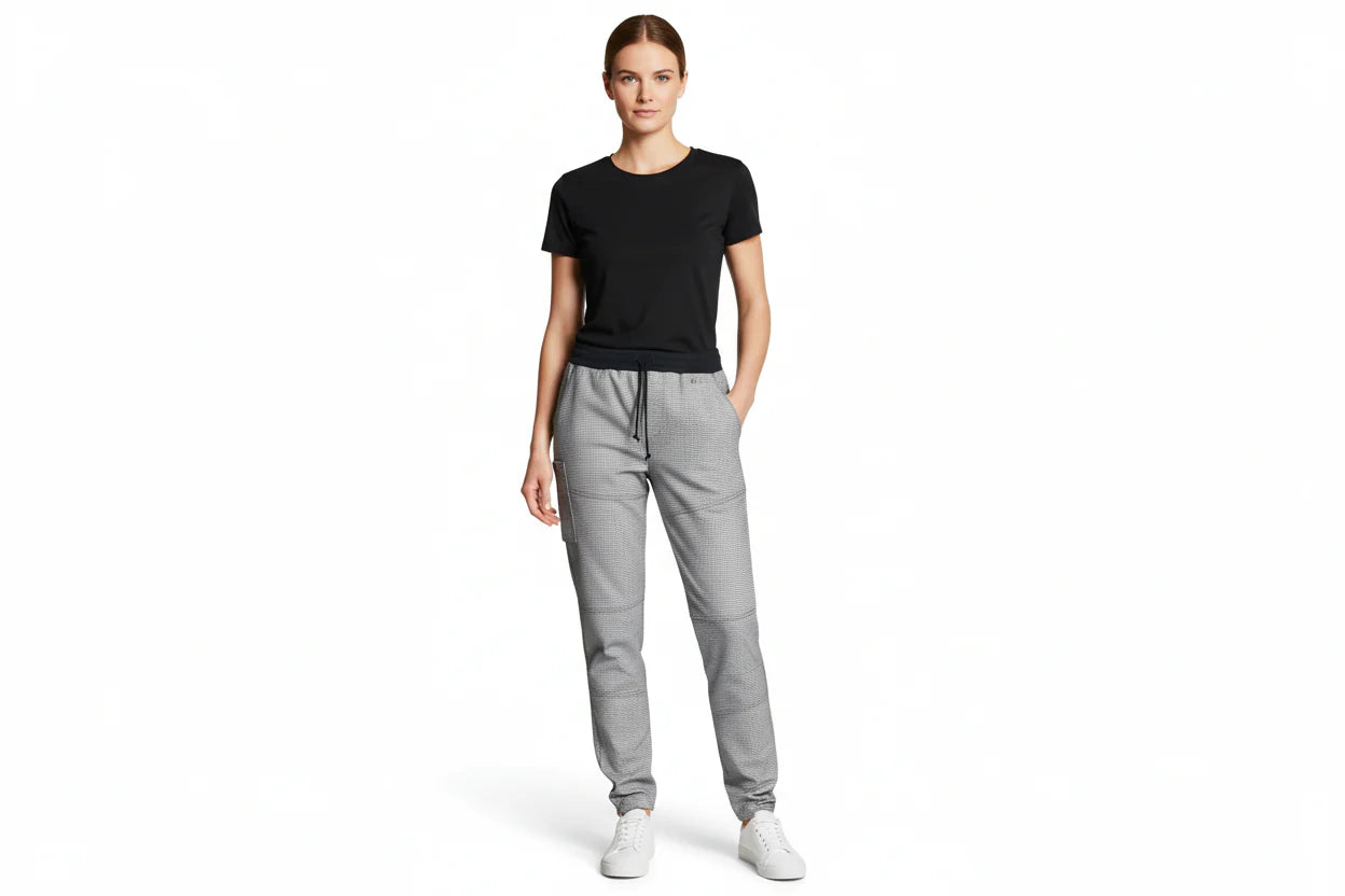 Nybo Sort-Hvid Pepita Unisex New Nordic Casual Buks, Pull-On, Komfort