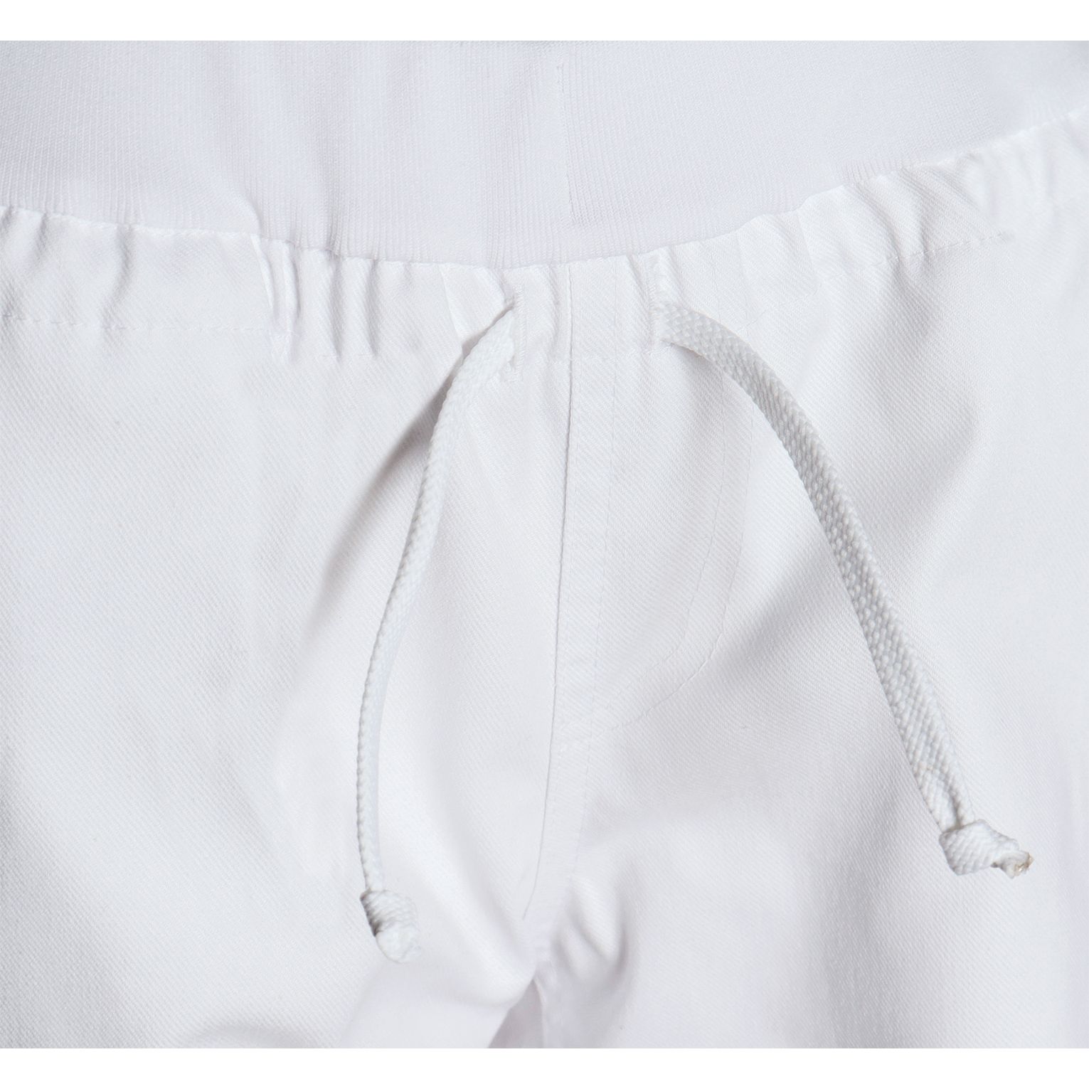 Nybo Hvide Unisex Harmonybukser, pull-on, stretch, figursmickrande passform