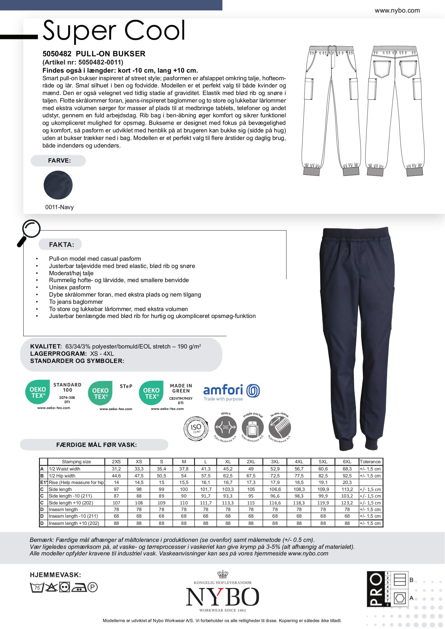 Nybo Navy Unisex Super Cool Byxor, Pull-on, Stretch