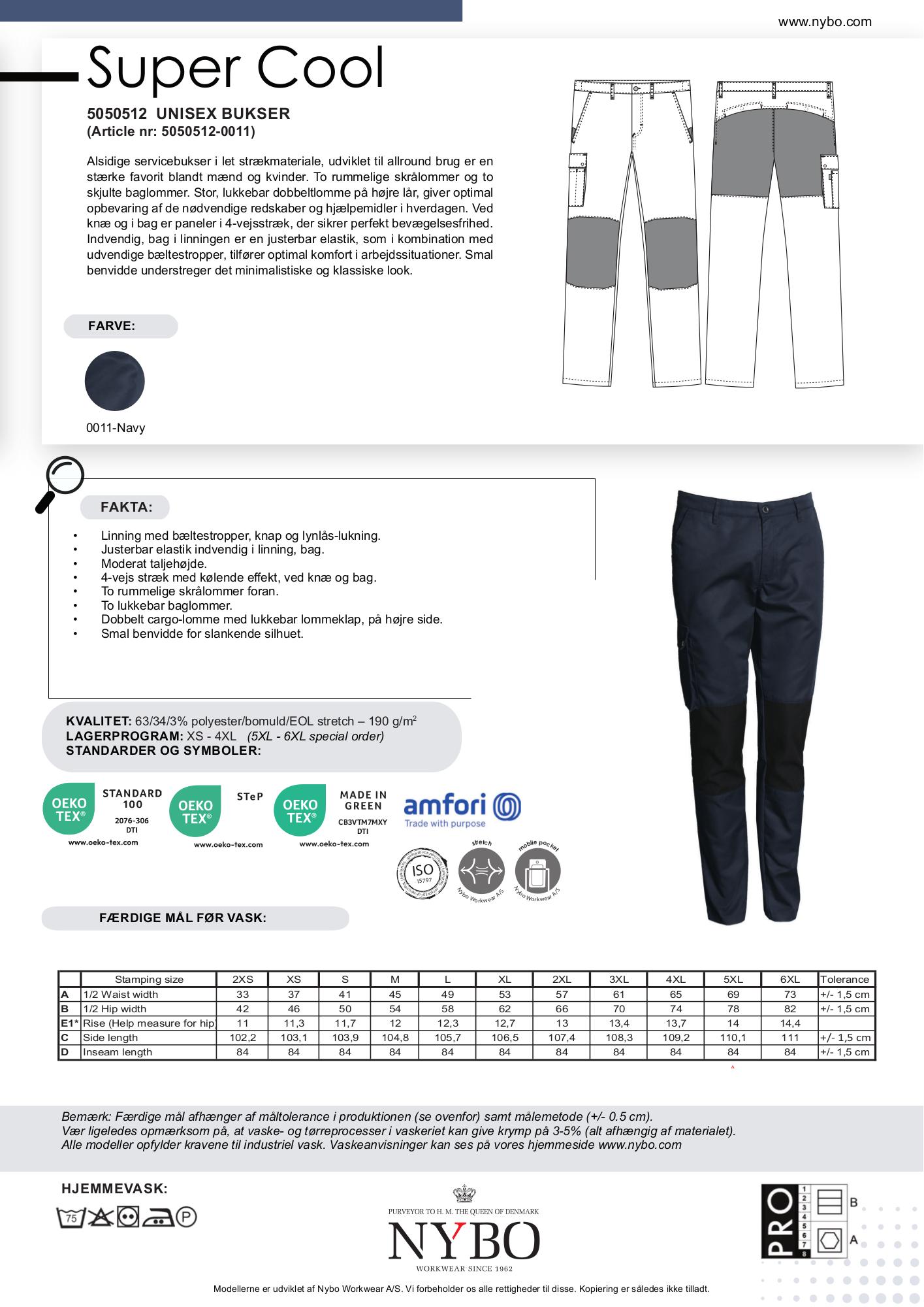 Nybo Navy Unisex Super Cool byxor – stretch och komfort
