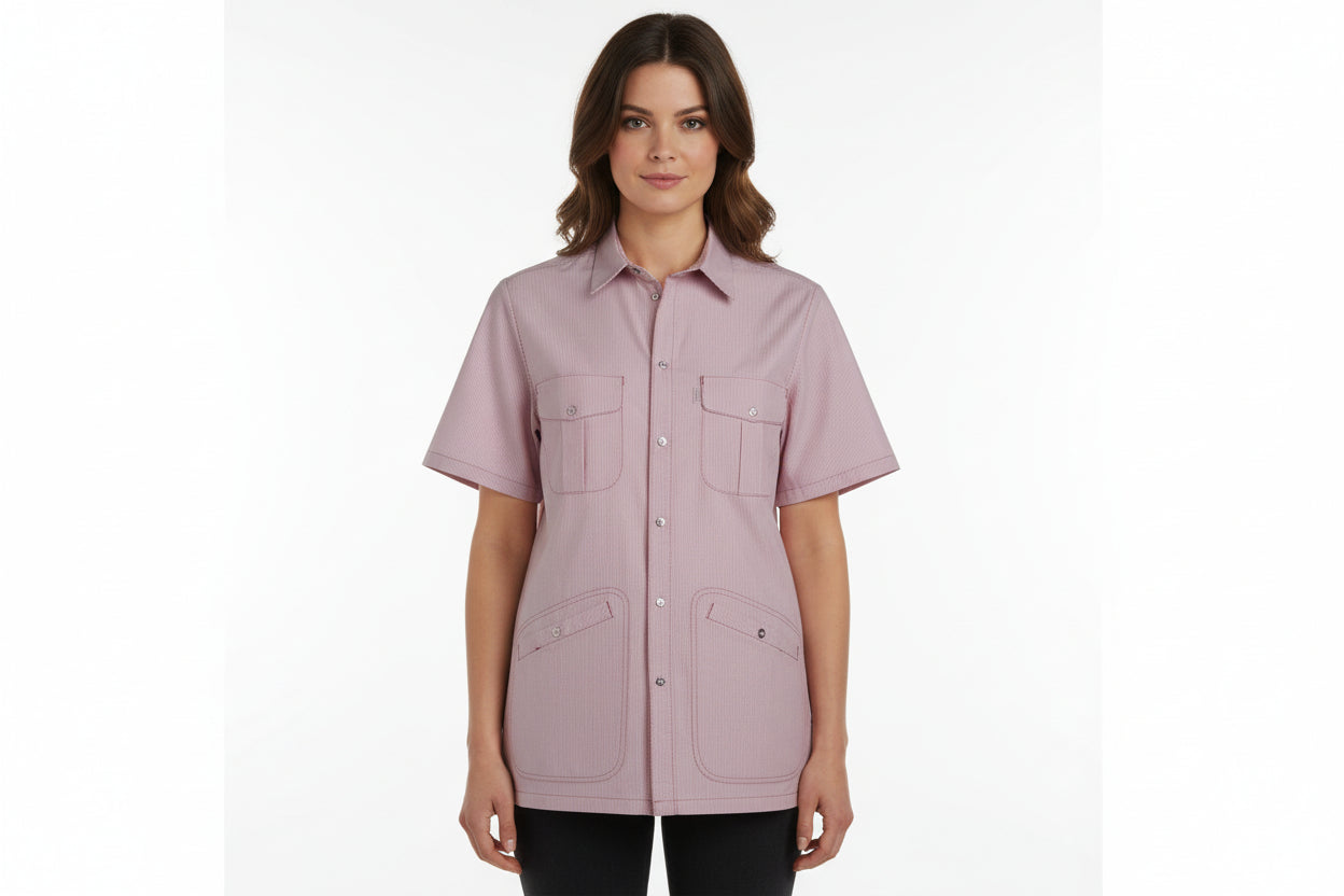Nybo Pink Stribet Unisex Fresh Skjorte — Justerbar resår, slitstark