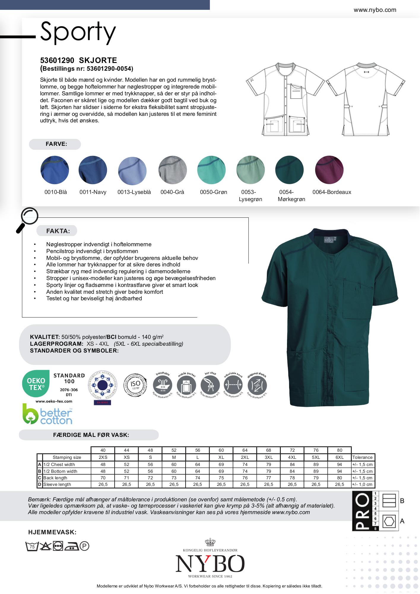 Nybo Mörkgrön unisex sporttunika, rymlig, slitsar