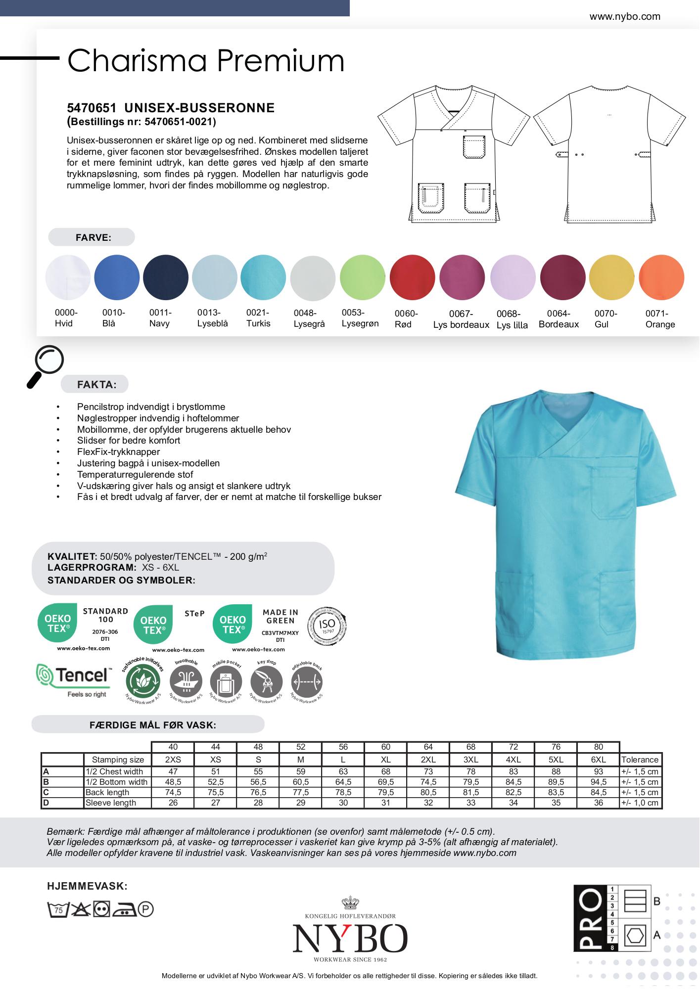 Nybo turkos unisex Charisma Premium Busseronne — slitstark, bekväm, temperaturreglerande