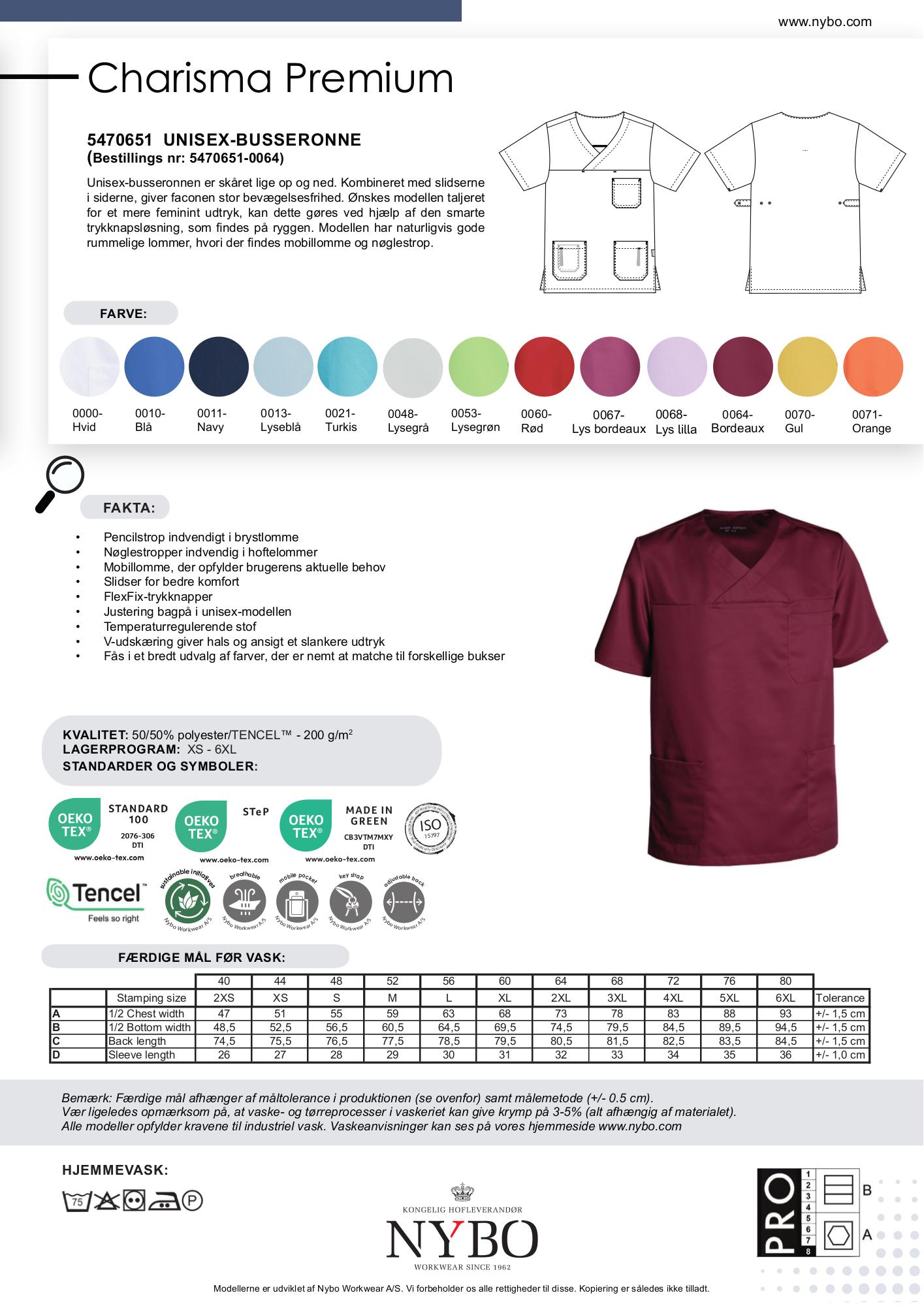 Nybo Bordeaux Unisex Charisma Premium Tunika, Slitstark, Temperaturreglerande