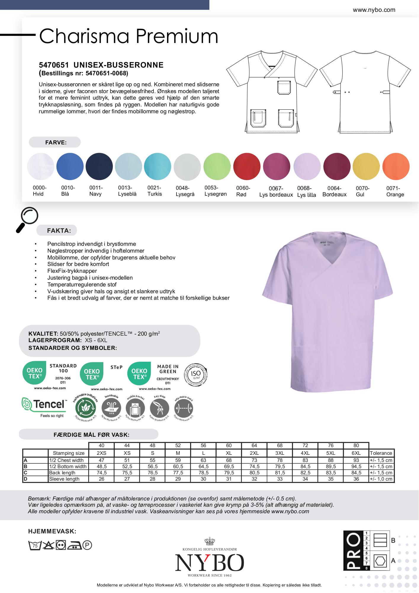 Nybo Lys Lilla Unisex Charisma Premium Busseronne, temperaturreglerande, slitsar